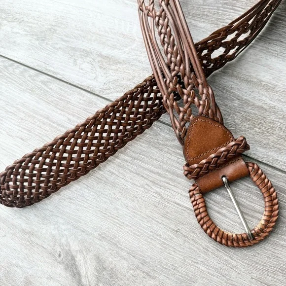 Vintage Handmade Wide Woven Leather Belt - Picture 8 of 15